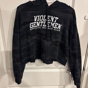 Violent Gentlemen Black Camo Crop Hoodie